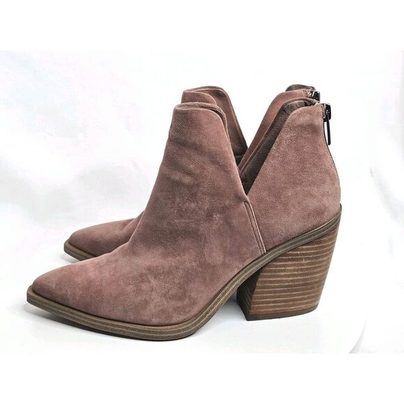 Vince Camuto Gigietta Mauve Pink Suede Cut Out Ankle Booties Womens Size US 8M - Picture 1 of 8